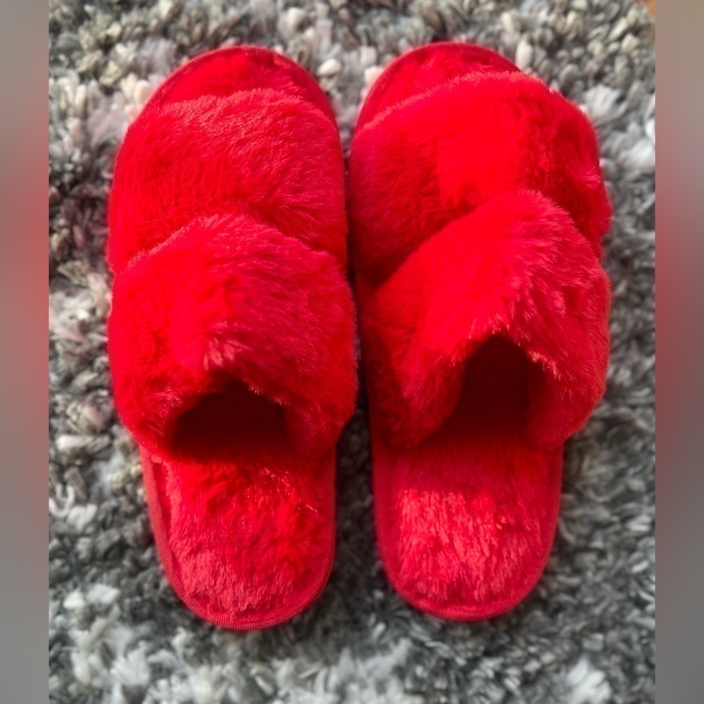 Fuzzy Red Slippers